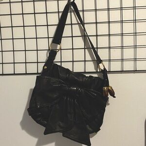 YSL Saint Laurent Leather Bow Shoulder Vintage Bag